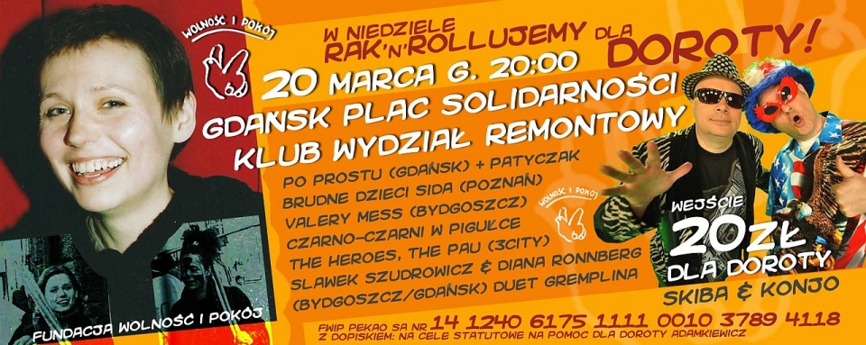 Koncerty pod hasłem: "Rak'n'Rollujemy dla Doroty" odbędą się jeszcze w kilku miastach w Polsce. Poprowadzi je m.in. Krzysztof Skiba, który kiedyś też był w Ruchu Wolność i Pokój. Mat. Facebook.com