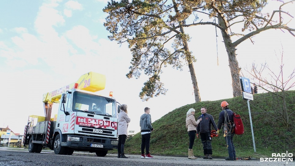 Nasi słuchacze Paweł i Darek uratowali przerażonego kota, który utknął na drzewie 15 metrów nad ziemią. Fot. Piotr Rakowski [Radio Szczecin]