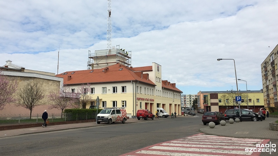 Kompleksowa modernizacja remizy Państwowej Straży Pożarnej w Choszcznie powoli dobiega końca. Fot. Łukasz Rabikowski [Radio Szczecin]