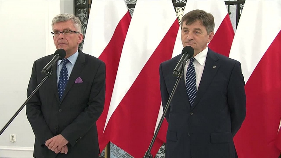 Stanisław Karczewski i Marek Kuchciński. Fot. TVN24/x-news