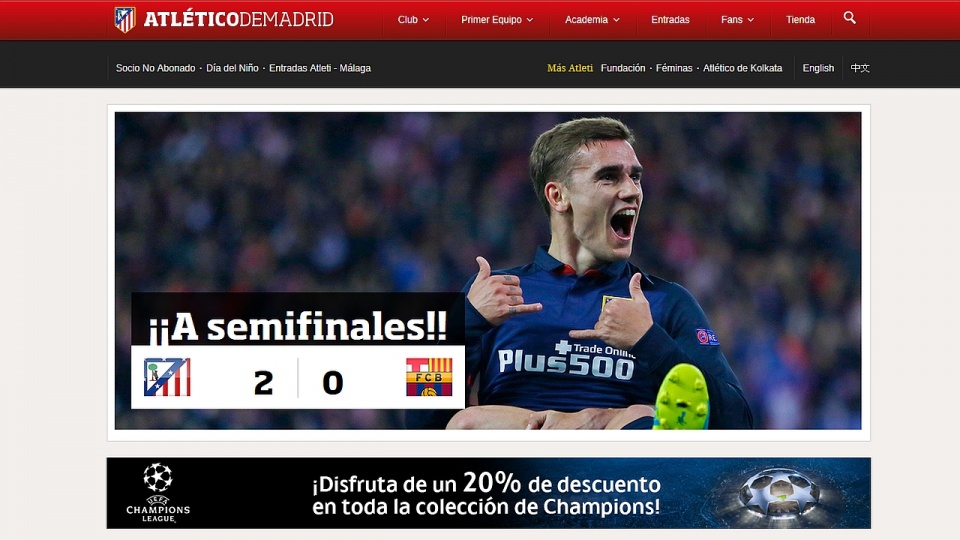 Antoine Griezmann. Fot. www.clubatleticodemadrid.com/