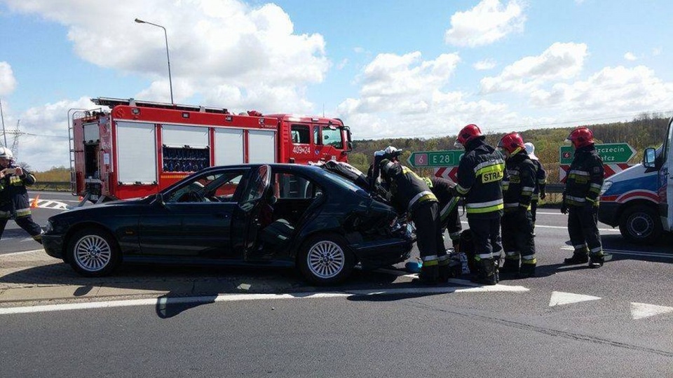 Wypadek w Karlinie. Fot. Adam Wójcik [Radio Szczecin]