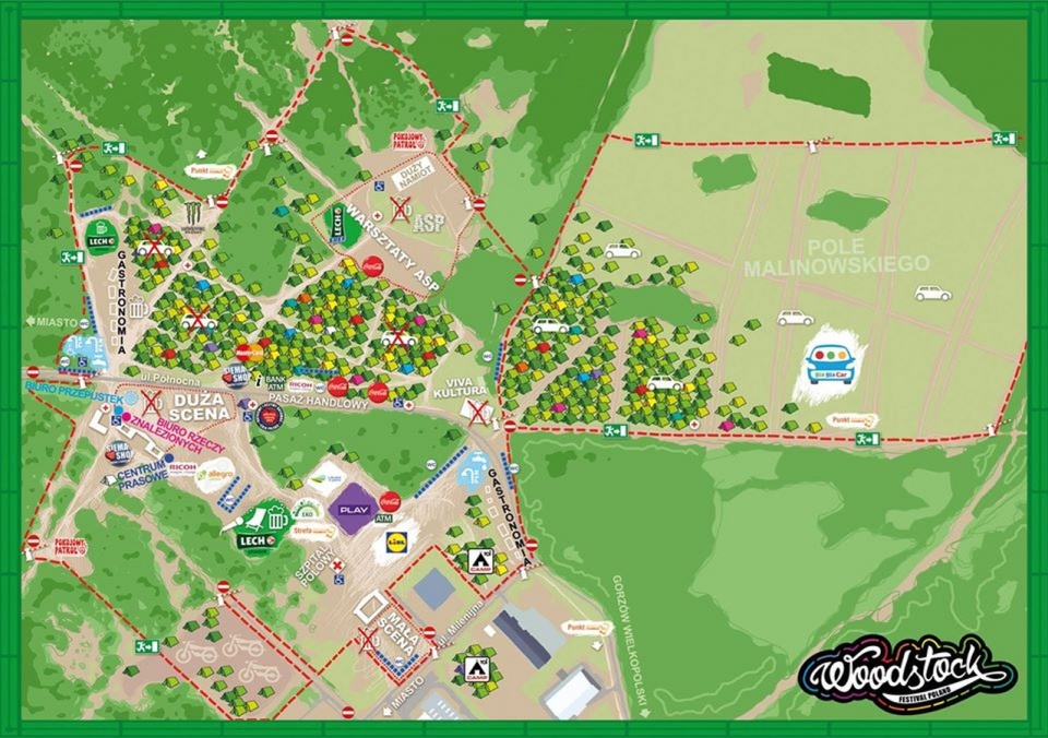 Mapa festiwalu Woodstock. Mat. www.woodstockfestival.pl