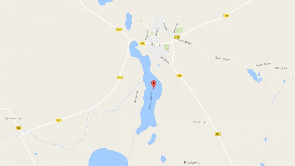 Jezioro Dłużec w okolicach miejscowości Banie. Fot. google.pl/maps