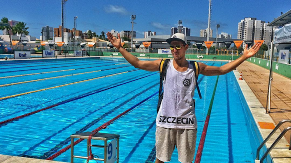 Filip Zaborowski na basenie treningowym. Fot. Snapchat Filipa Zaborowskiego