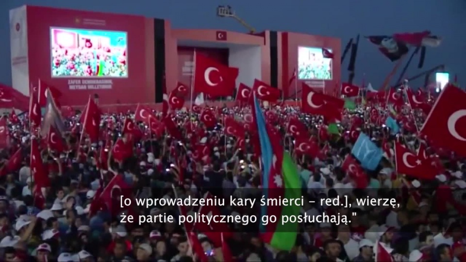 Turcja jest gotowa na to, by przywrócić karę śmierci - prezydent Recep Tayyip Erdogan na wiecu w Stambule podkreślił, że tak się stanie, jeśli tylko naród będzie tego chciał. Fot. x-news