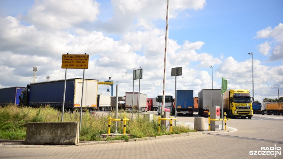 Kierowcy czekali, by rozładować zboże w szczecińskim porcie. Fot. Konrad Nowak [Radio Szczecin]