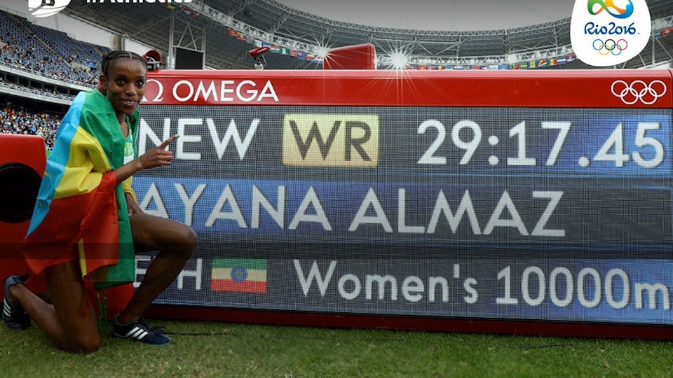 Almaz Ayana z Etiopii wygrała bieg na 10 km z nowym rekordem świata. Fot. rio2016_en Twitter