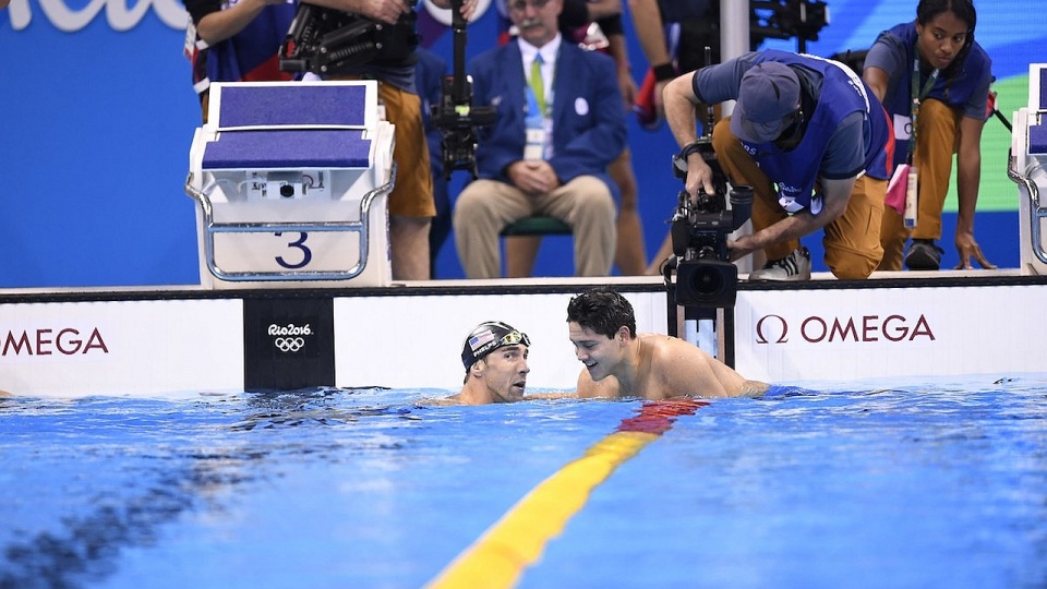 Michael Phelps po jednym z wyścigów w Rio. Fot. FINA Twitter