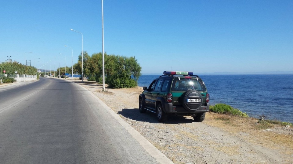 Szczecinianin patroluje grecką wyspę w związku z napływem uchodźców. Fot. strazgraniczna.pl