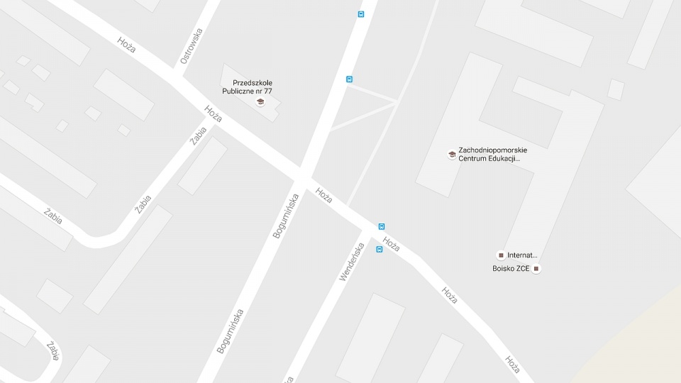 Na skrzyżowaniu ulic Bogumińskiej i Hożej rozpoczną się w poniedziałek prace związane z układaniem linii kablowej. Fot. google.pl/maps
