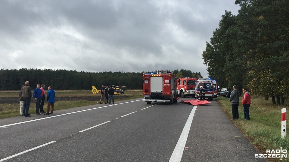Śmiertelny wypadek na DK 6. Fot. Natalia Skawińska [Radio Szczecin]