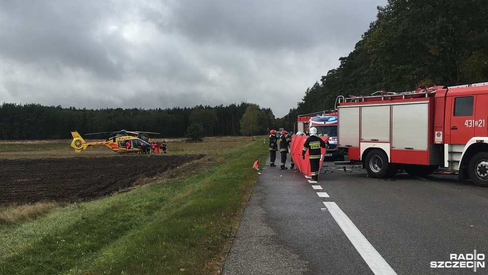 Śmiertelny wypadek na DK 6. Fot. Natalia Skawińska [Radio Szczecin]