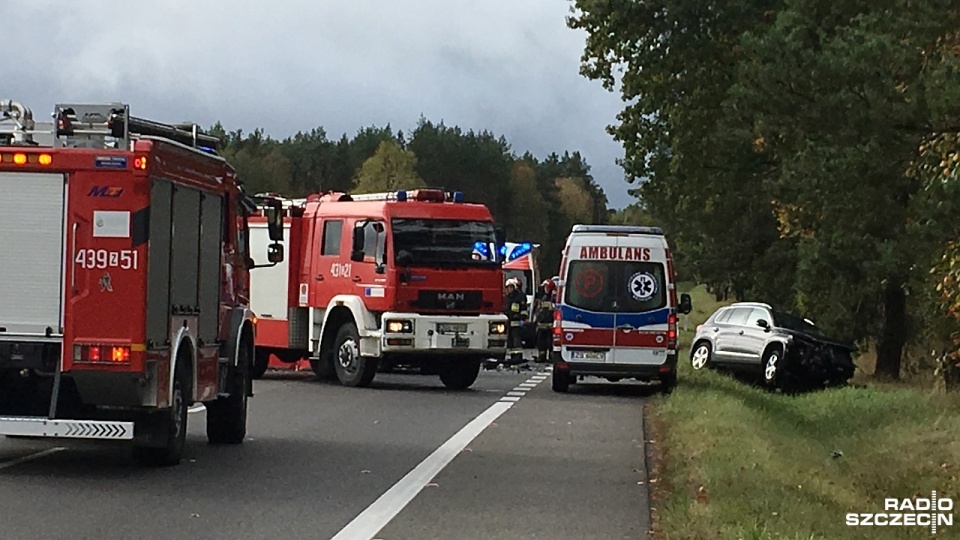 Śmiertelny wypadek na DK 6. Fot. Tobiasz Madejski [Radio Szczecin]