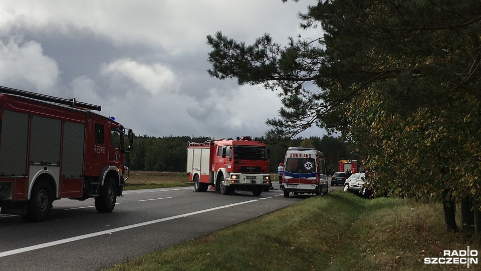 Śmiertelny wypadek na DK 6. Fot. Tobiasz Madejski [Radio Szczecin]