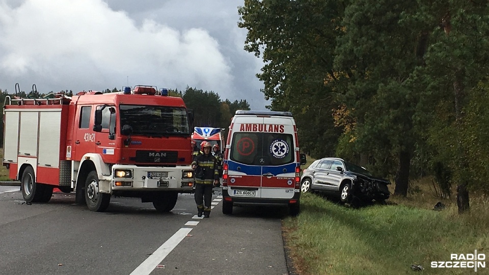 Śmiertelny wypadek na DK 6. Fot. Tobiasz Madejski [Radio Szczecin]