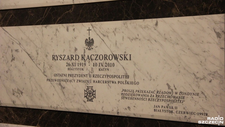 Pod Świątynią Opatrzności Bożej, w tzw. dolnym kościele, znajduje się Panteon Wielkich Polaków, gdzie jest pochowany m.in. ostatni prezydent RP na uchodźstwie Ryszard Kaczorowski. Fot. Piotr Kołodziejski [Radio Szczecin]