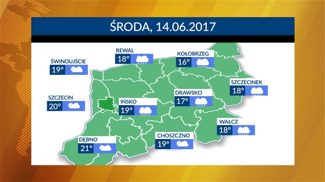 W środę najchłodniej będzie w Kołobrzegu. Najcieplej na południu regionu. Opady deszczu głównie na wschodzie województwa.