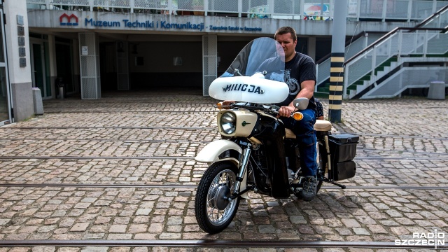 MZ 250 Trophy to model emzetki przeznaczony dla milicji obywatelskiej. Fot. Weronika Łyczywek [Radio Szczecin] Nowe eksponaty w Muzeum Techniki. Jest co oglądać [WIDEO, ZDJĘCIA]