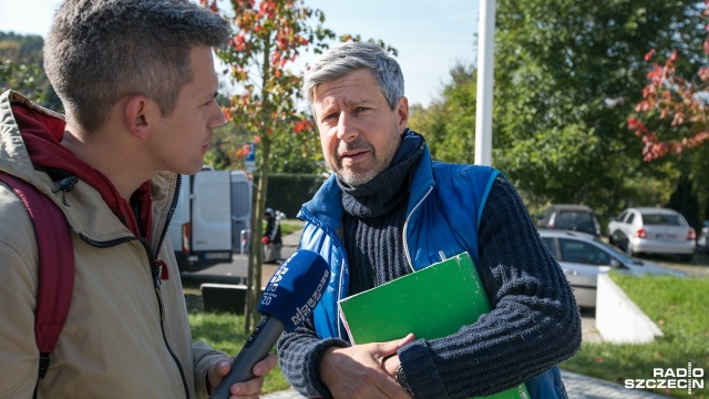 Bruno Grass. Fot. Weronika Łyczywek [Radio Szczecin] Grass kręci w Szczecinie [ZDJĘCIA]