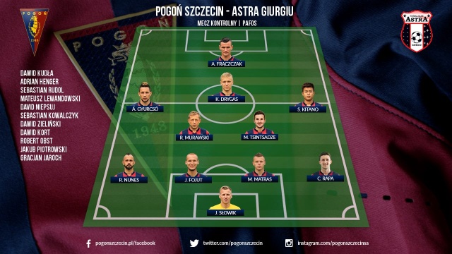 Piłkarze Pogoni Szczecin wygrali z mistrzem Rumunii w sparingowym meczu rozegranym podczas zgrupowania w Pafos na Cyprze. Portowcy pokonali Astrę Giurgiu 3:1.