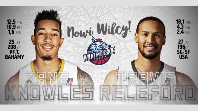 King Szczecin znalazł następców Amerykanów Taylora Browna i Craiga Sworda. Nowymi koszykarzami Wilków Morskich zostali Amerykanin Travis Releford i reprezentant Bahamy Zane Knowles.