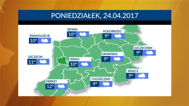Temperatury w regionie będą utrzymywać się w granicach 9-12 stopni Celsjusza.