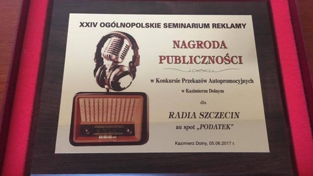 Radio Szczecin nagrodzone za spot autopromocyjny