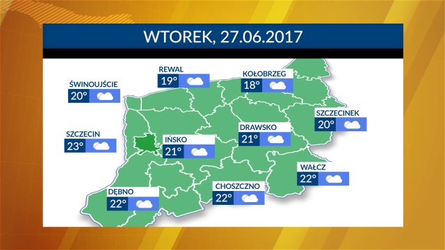 Wtorek w pogodzie bez zmian, choć na pewno nie powinno nigdzie padać. Chłodno od 18 nad morzem do 23 w Szczecinie.