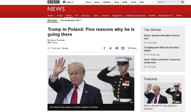 Od kwestii wizerunkowych po handel gazem - BBC wylicza pięć powodów, dla których Donald Trump przylatuje w środę do Warszawy.