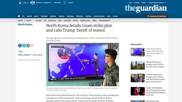 W samo południe - tak brytyjski dziennik The Times opisuje eskalację konfliktu na linii USA - Korea Północna. Brytyjskie gazety poświęcają w czwartek tej sprawie komentarze redakcyjne. Odnoszą się do słów prezydenta Donalda Trumpa, który na groźby reżimu zareagował ostrzeżeniem przed ogniem i furią ze strony Stanów Zjednoczonych.