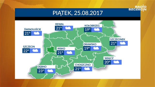 Zapowiada się pogodny i słoneczny piątek. W ciągu dnia termometry w regionie będą wskazywać od 19 do 23 stopni Celsjusza. Nie powinno padać.