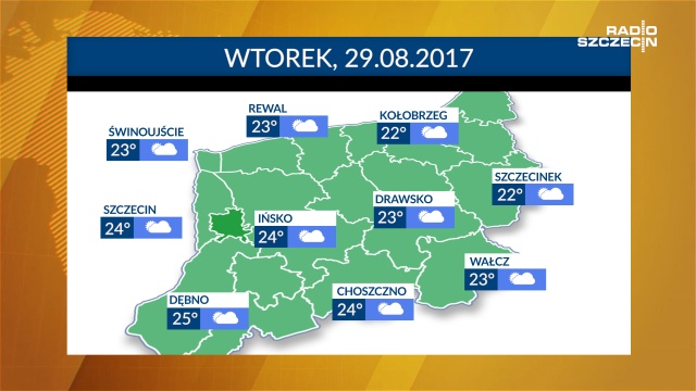 Zapowiada się piękny wtorek. Będzie ciepło i słonecznie. W ciągu dnia termometry w regionie będą wskazywać od 22 do 24 stopni Celsjusza.