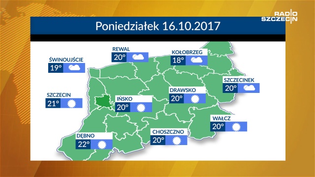 Poniedziałek pogodny i bezchmurny. Temperatury w regionie utrzymywać się będą w granicach 18-22 stopni Celsjusza.