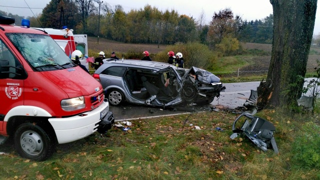 Auto osobowe uderzyło w drzewo w miejscowości Chociwle w powiecie koszalińskim.