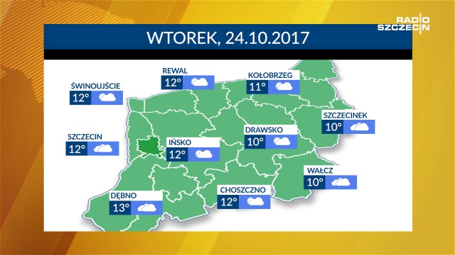 Czeka nas pochmurny i chłodny dzień. We wtorek termometry w regionie będą wskazywać od 10 do 13 stopni Celsjusza. Nie powinno padać.