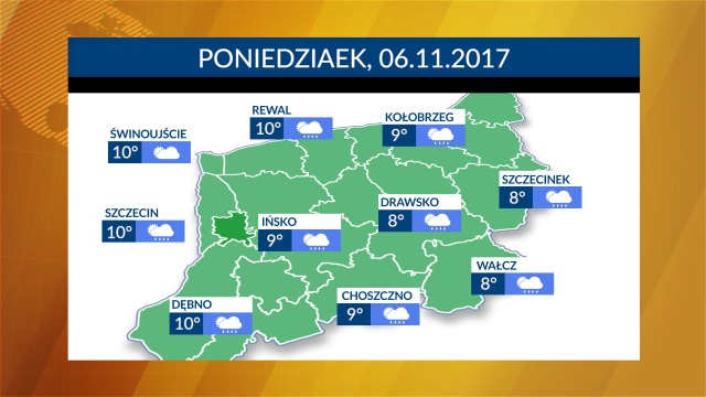Początek tygodnia w regionie dość chłodny. Temperatury będą utrzymywać się w granicach 8-10 stopni Celsjusza.