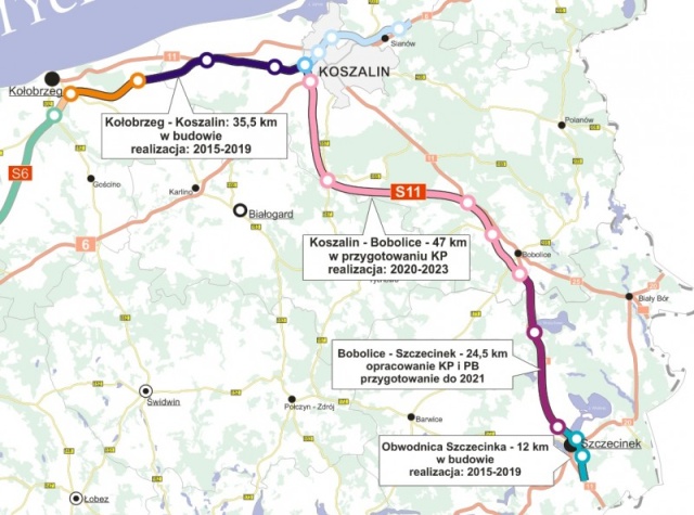 Przetarg na projekt ponad 24 kilometrów drogi S11 między Bobolicami, a Szczecinkiem ogłosiła Generalna Dyrekcja Dróg Krajowych i Autostrad.