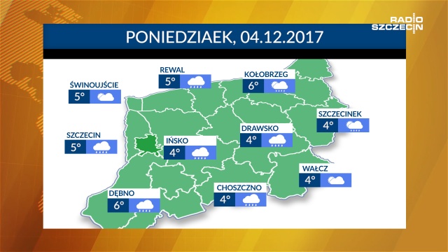 Temperatura lekko w górę, trochę słońca, dużo chmur i możliwy deszcz to scenariusz pogodowy w regionie na poniedziałek.