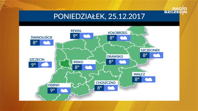 Pogoda w Boże Narodzenie bardziej przypomina klimat z Wielkanocy. Raczej pogodnie, ciepło, a możliwe opady deszczu w Szczecinie. Całe święta w pogodzie bez większych zmian.