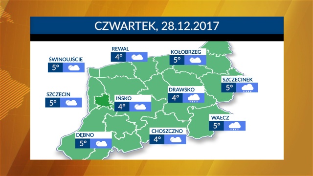 Pogoda wciąż bardziej jesienna niż zimowa - prawdopodobnie nowy rok zaczniemy mokrzy od deszczu. Najbliższe dni będą pochmurne i będzie padać. Temperatura od 3 do 4 stopni, a do tego możliwy dość silny wiatr. Planujecie poświąteczne bieganie, żeby spalić trochę kalorii Ubierzcie się ciepło.