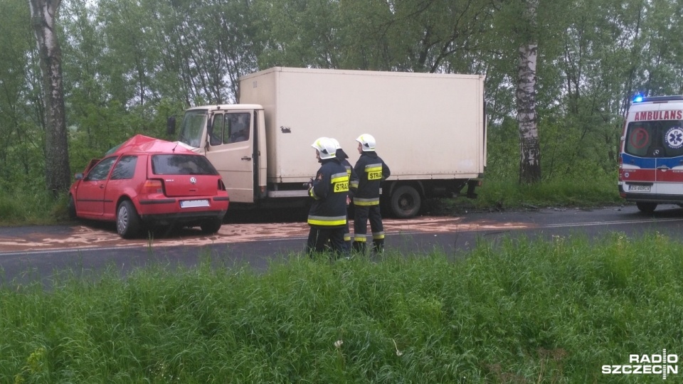Wypadek pod Gryficami. Fot. Adam Wójcik [Radio Szczecin]