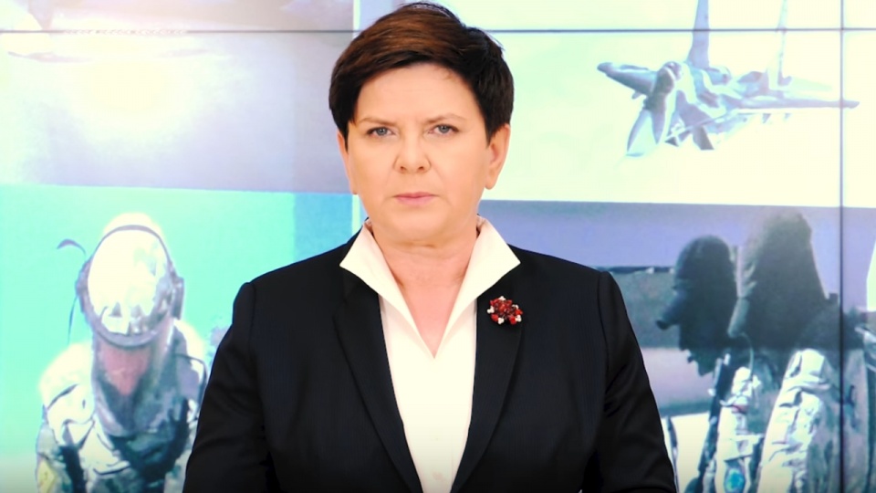 Premier Beata Szydło złożyła życzenia z okazji obchodzonego 29 maja Dnia Weterana Działań poza Granicami Państwa. Źródło: www.youtube.com/Kancelaria Premiera