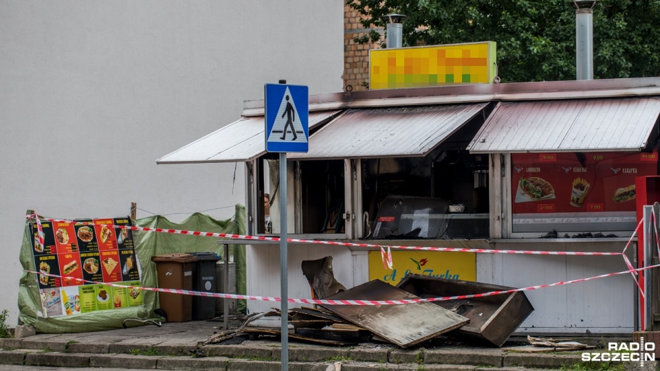 Pożar budki z kebabem na ul. Parkowej.Fot. Weronika Łyczywek [Radio Szczecin]