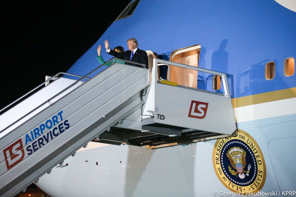 Prezydent Stanów Zjednoczonych Donald Trump przyleciał do Polski. Fot. Grzegorz Jakubowski/KPRP, źródło: www.prezydent.pl