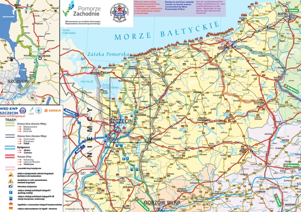 Mapa zachodniopomorskich tras.