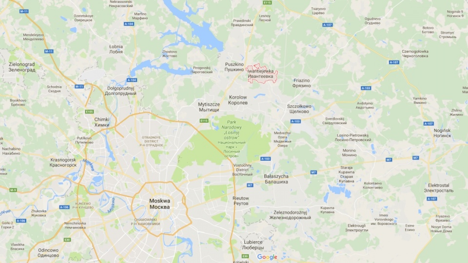 Iwantiejewka to miasto w Rosji, w obwodzie moskiewskim. Fot. www.google.pl/maps