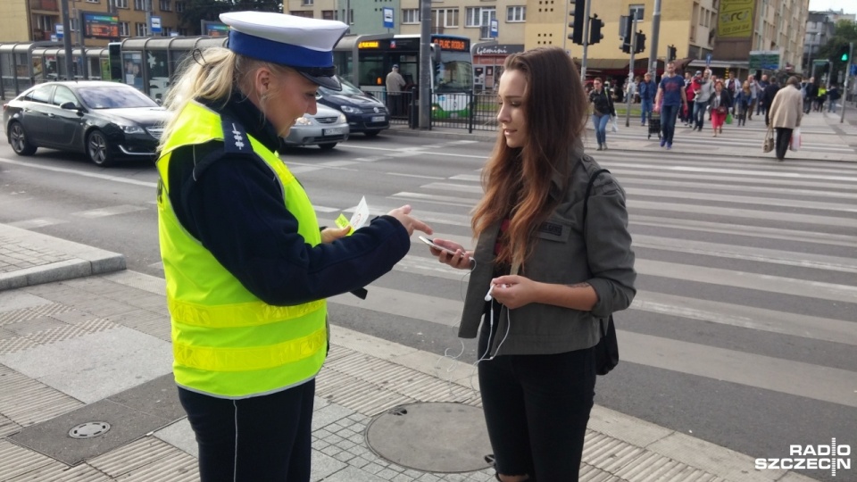 Kampania "Nie patrz w ekran! Patrz na drogę". Fot. Marek Borowiec [Radio Szczecin]