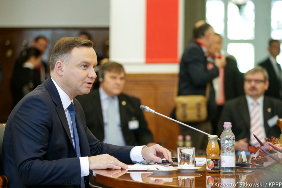 Prezydent Andrzej Duda na spotkaniu przywódców państw Grupy Wyszehradzkiej. Fot. Krzysztof Sitkowski/KPRP, www.prezydent.pl