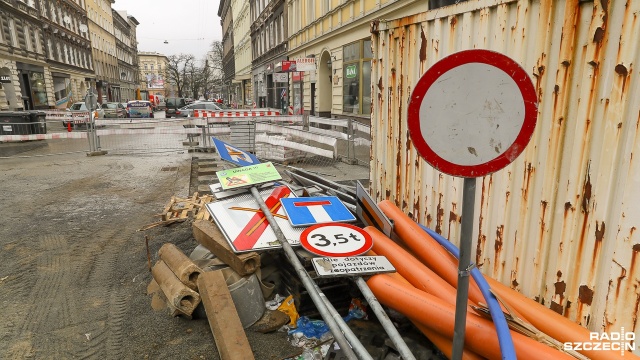 Przebudowa odcinka ulicy Bogusława X w Szczecinie. Fot. Robert Stachnik [Radio Szczecin] Kolejna inwestycja opóźniona. Bogusława X z poślizgiem [ZDJĘCIA]